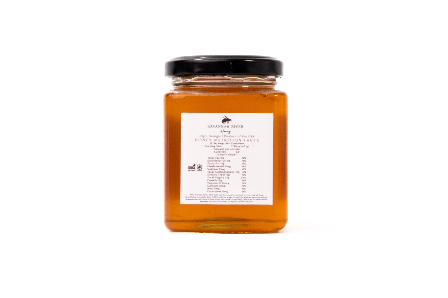 Raw honey glass jar 10oz natural sweetener from Georgia
