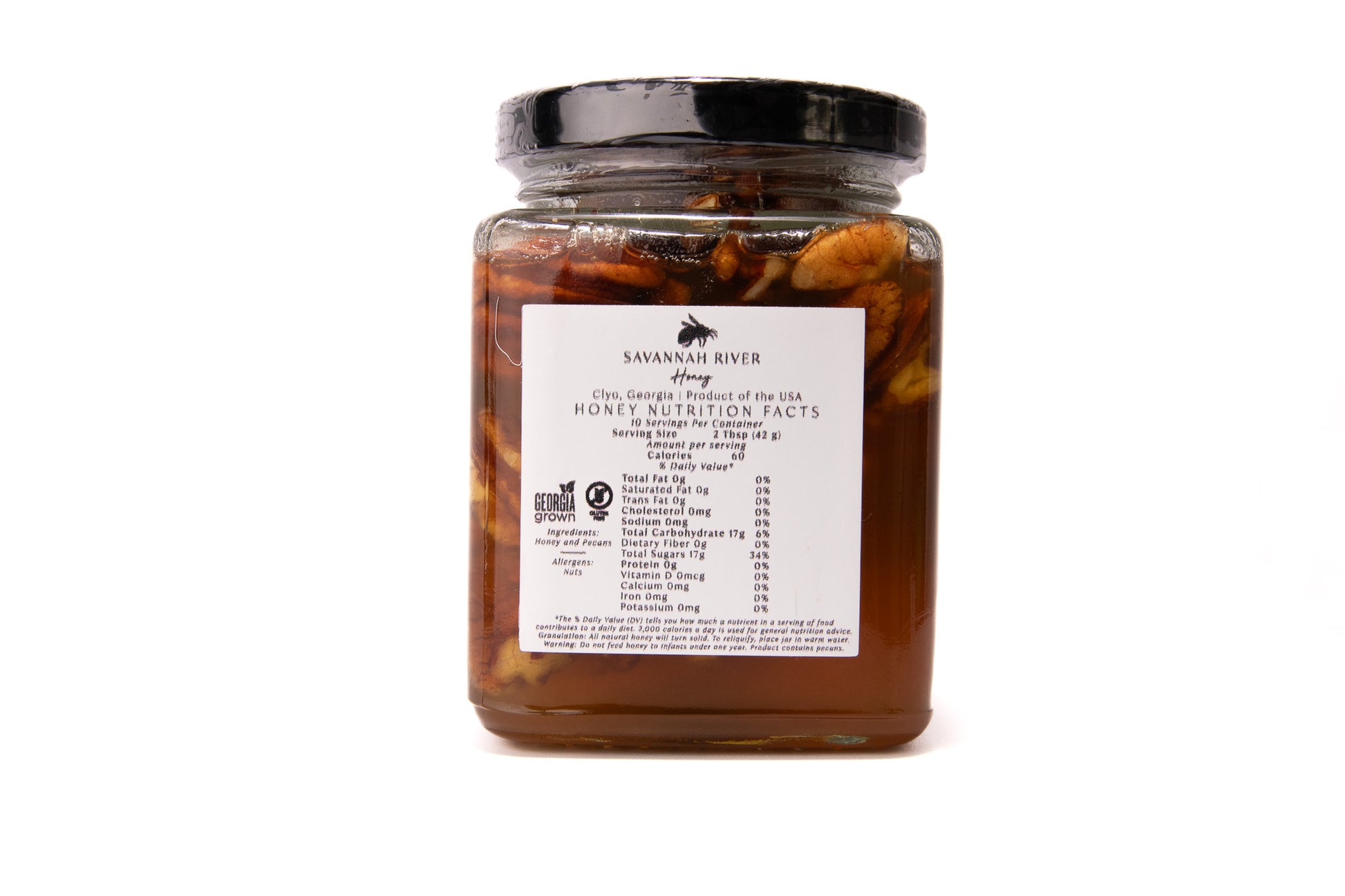 Pecan honey 10oz jar Georgia artisan honey product