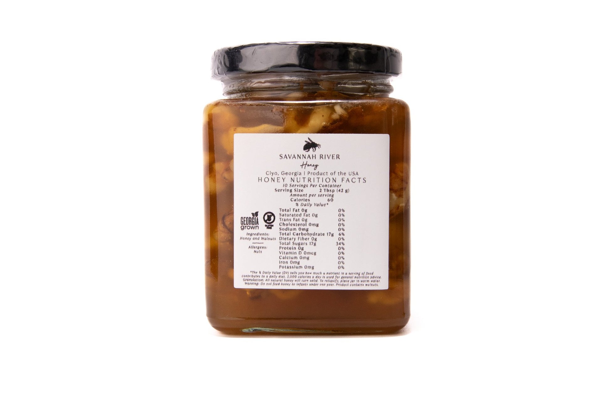 Walnut honey 10oz jar natural Georgia honey product