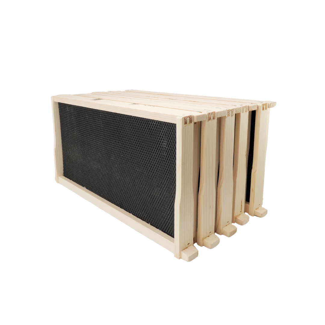 Assembled deep hive frame ready to use for honey production