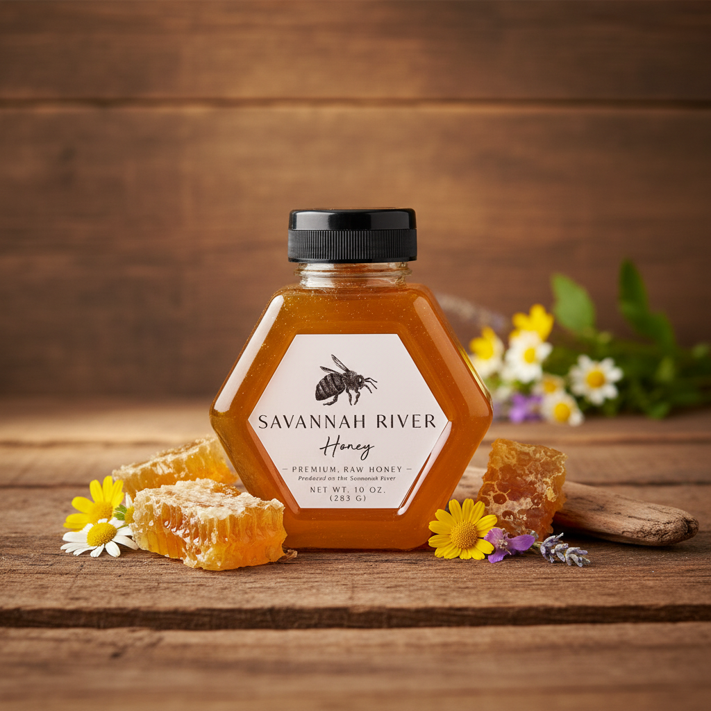 Premium raw honey 10oz bottle from Savannah River Honey Georgia