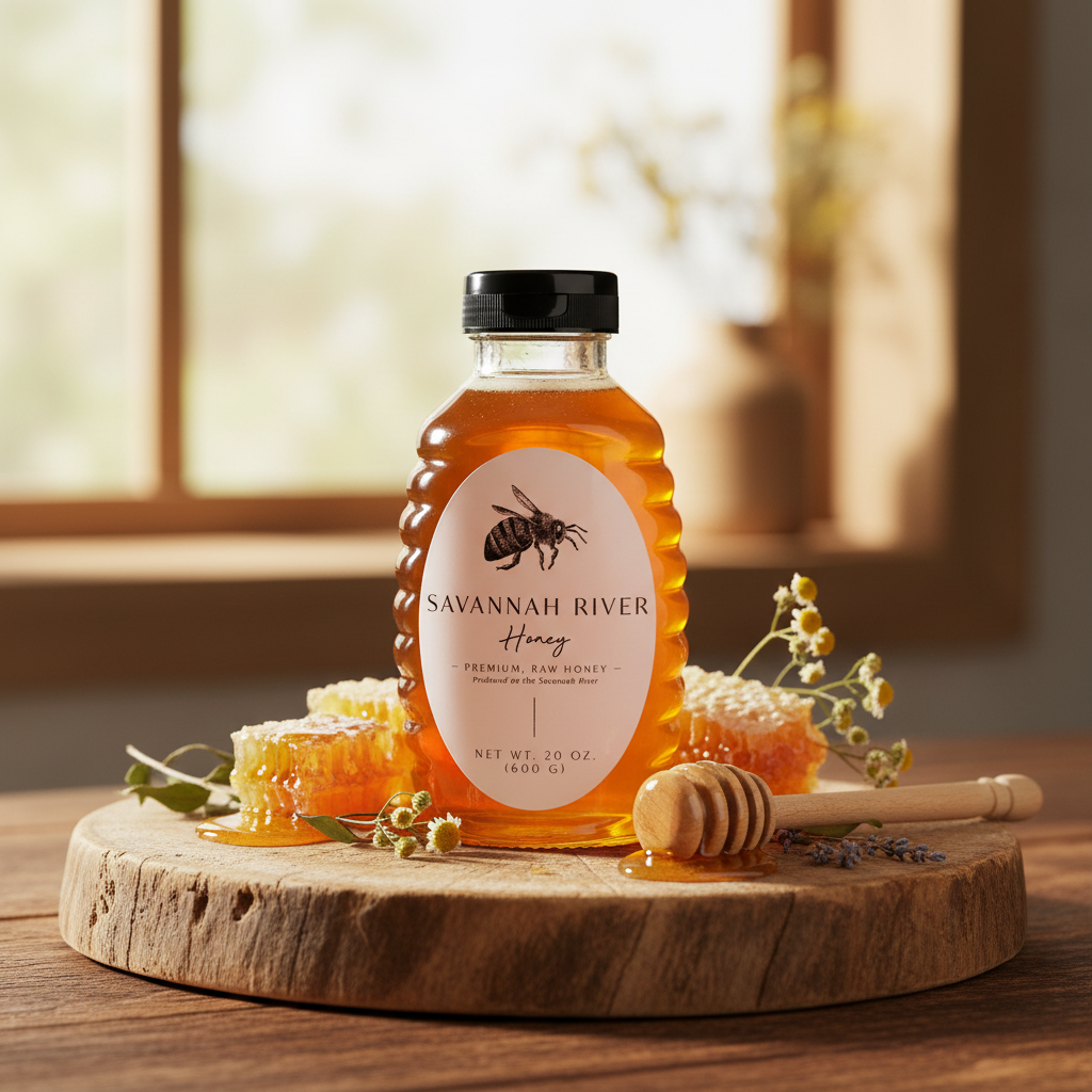 Premium raw honey 20oz large jar from Savannah River Honey Georgia